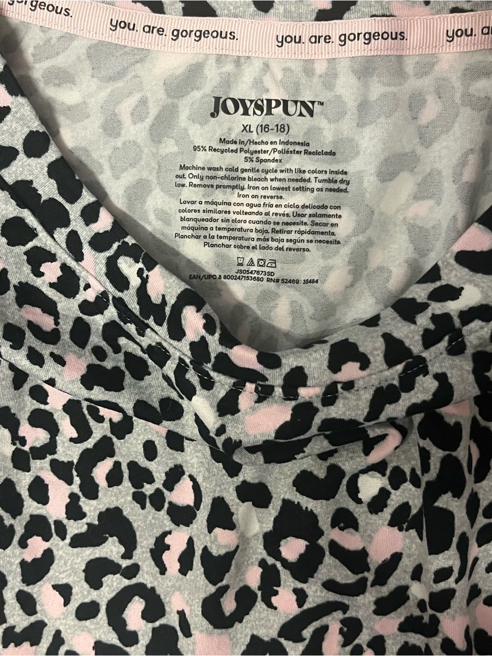 Leopard Print Short-Sleeve Pajama Set in Light Pink - Picture 3 of 4